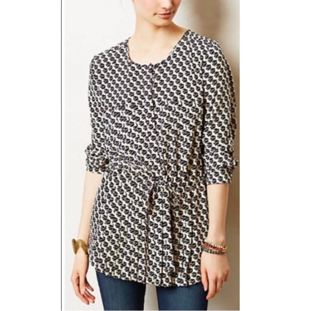 Anthropologie Black and White Patterned Tunic